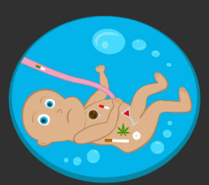 Illustration of bad eating habits in utero