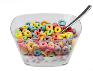 A bowl of froot loops cereal