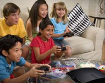 Kids playing video games